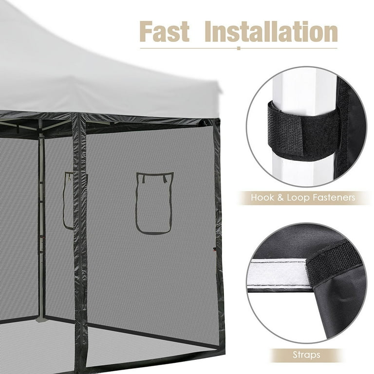 InstaHibit 4 Pcs Zippered Canopy Tent Walls Mesh Sidewalls for Pop