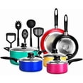thumbnail image 1 of Juego de utensilios de cocina antiadherentes NutriChef de 15 piezas | Lacado resistente al calor, incluye ollas y sartenes, cacerola, sartenes, ollas, olla para horno, tapas y utensilios., 1 of 5