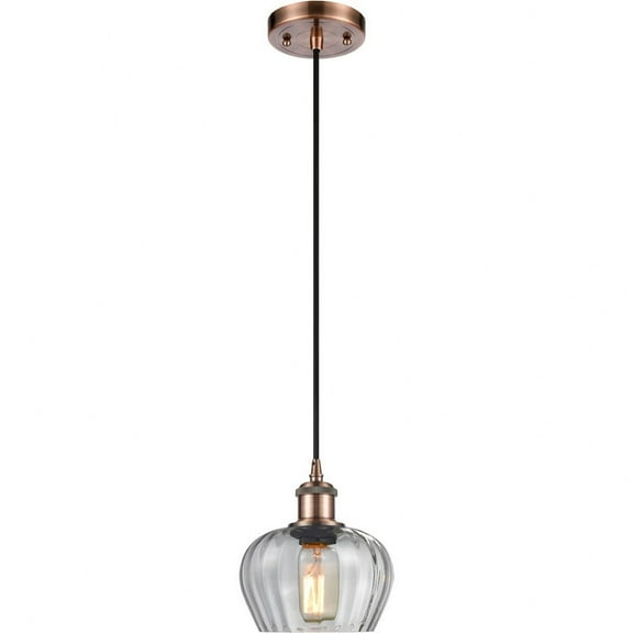 Innovations 516-1P-AC-G92 Fenton 1 Light Mini Pendant part of the Ballston Collection, Antique Copper