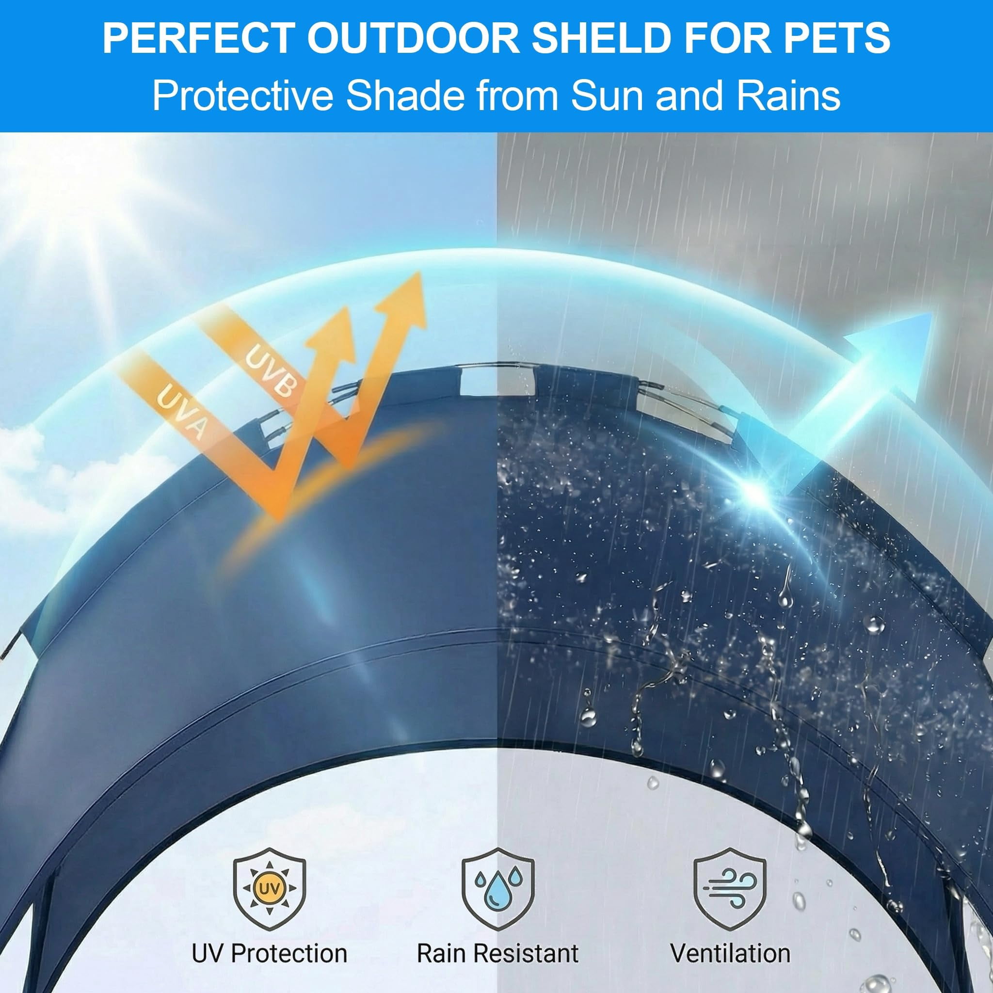 Elevated Dog Bed With Raised Pet For Large Dogs  Outdoor Removable Sun Shade Tent Breathable Mesh Portable Camping Beach Backyard Use
