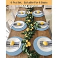 thumbnail image 4 of 13 Inch Round Placemats Set of 6, Haze Blue Plaid Non Slip Heat Insulation PP Table Mats, Farmhouse Modern Abstract Striped Washable Place Mats for Kitchen Dining Party Table Decor, 4 of 7