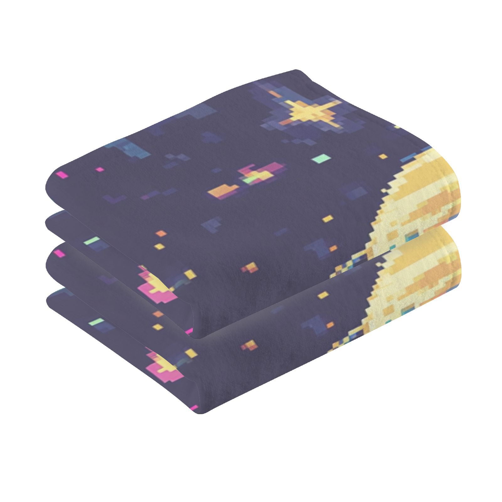 Cosmic Pixel_style Hand Towels Cotton Bath Towels Large Face Towels Absorbent for Bathroom 2 Packs
