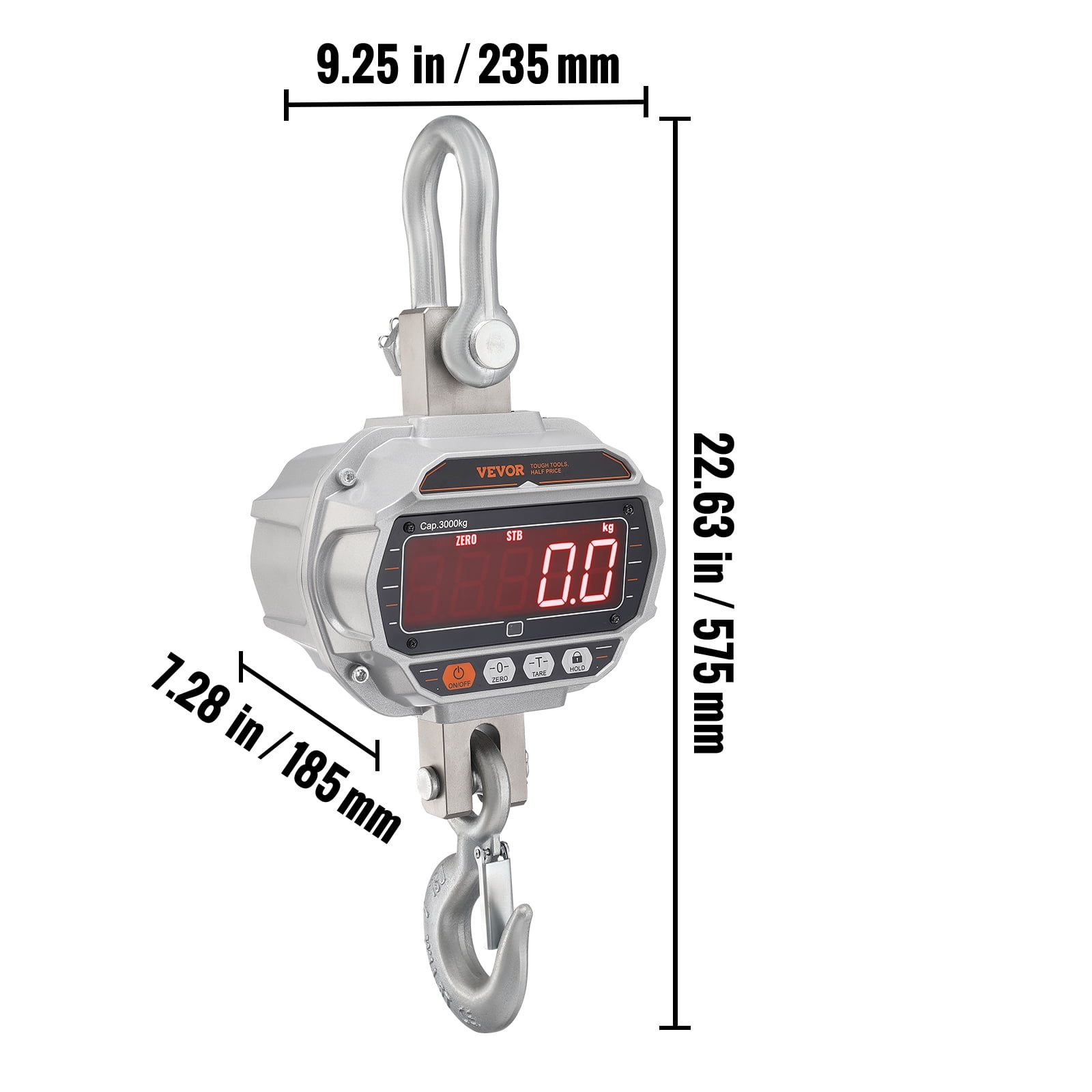 KFFKFF Digital Crane Scale Industrial Hanging Scale 6600 lbs/3000 kg Heavy Duty