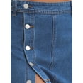 thumbnail image 5 of INSPIRE CHIC Women Denim Midi Skirt High Waisted Button Up Casual Slit Jean Skirts L Blue, 5 of 6