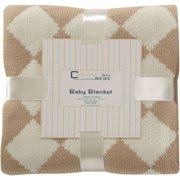 Cream Bebe Argyle 100 Percent Cotton Knit Baby Blanket, Camel/Ivory