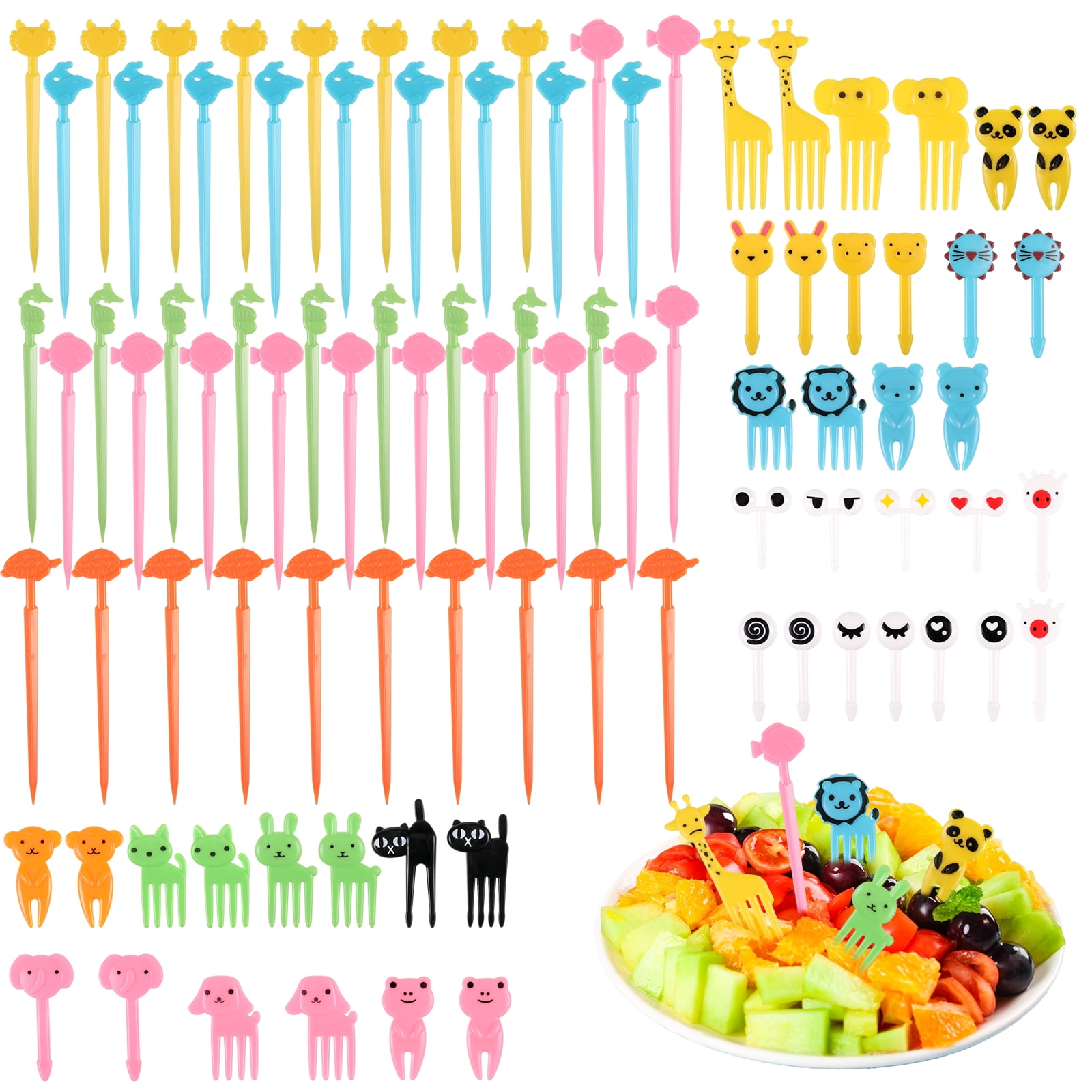 40 Mini Tenedores Infantiles Con Dibujos Animados 3D – ABS Alimenticio, 12 Cm, Para Fruta, Postres O Fiestas Infantiles