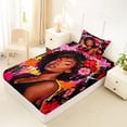 thumbnail image 4 of Castle Fairy Black Girl Chic Floral Twin Sheets 3pcs,Graffiti Splash Bedding,Pink Black,1 Fitted Sheet, 1 Flat Sheet and 1 Pillowcase, 4 of 6