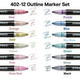 thumbnail image 3 of KINGART® Studio Outline Markers - 12 pc. Set, Metallic Silver with Color Outlines, 3 of 11