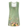 thumbnail image 5 of JINMGG Women's Summer Casual Tank Tops Loose Fit Pleated Square Neck Sleeveless Shirts Tops Green XL, 5 of 5