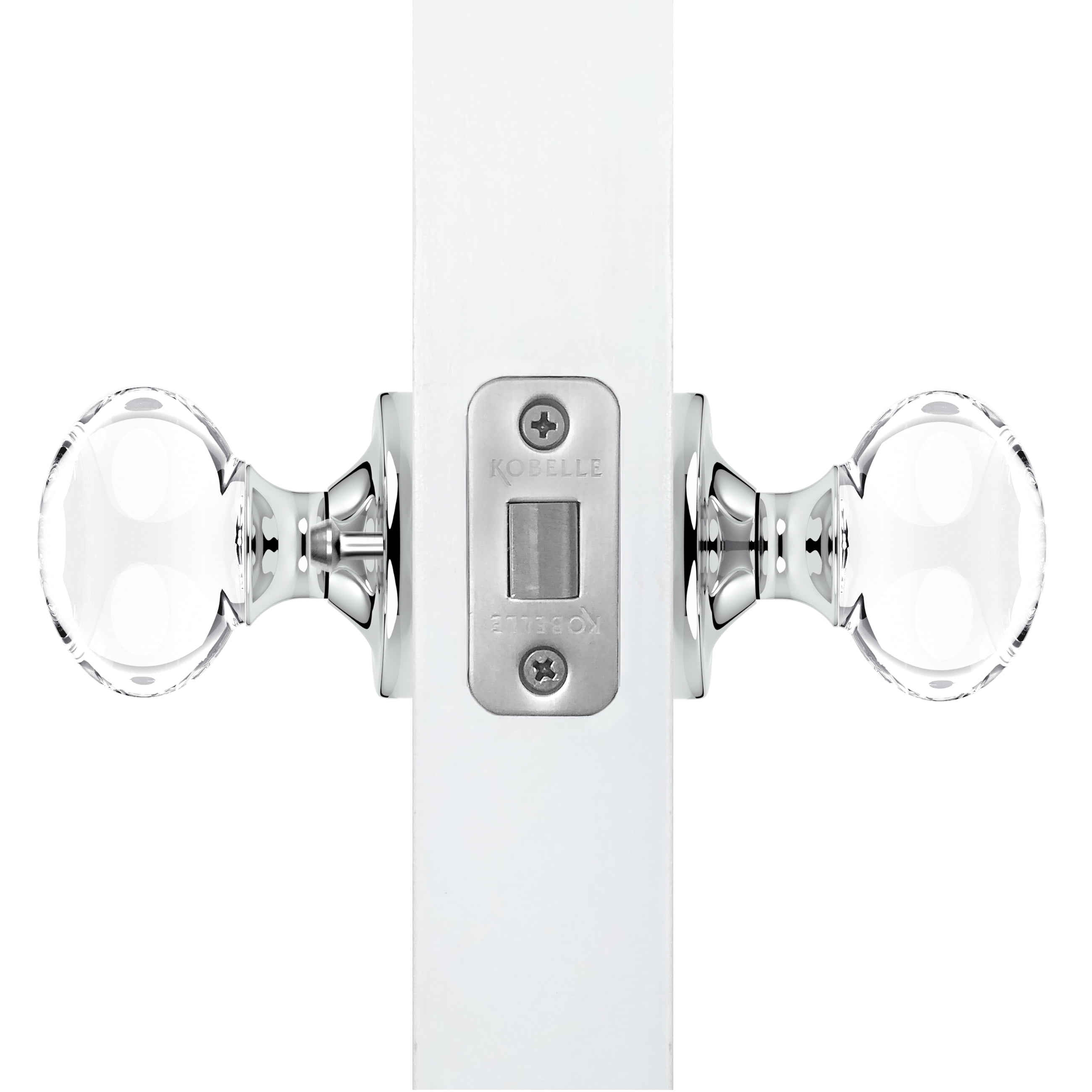 Privacy Oval Egg Crystal Door Knobs Polished Chrome Round Rosette