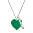 thumbnail image 1 of Delight Jewelry Acrylic 1" Green Heart Silvertone Be Strong and Courageous Bar Charm Necklace, 23", 1 of 4