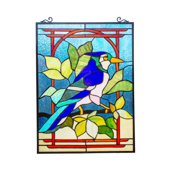 CHLOE Bluejay Tiffany-style Animal Window Panel 24" Height