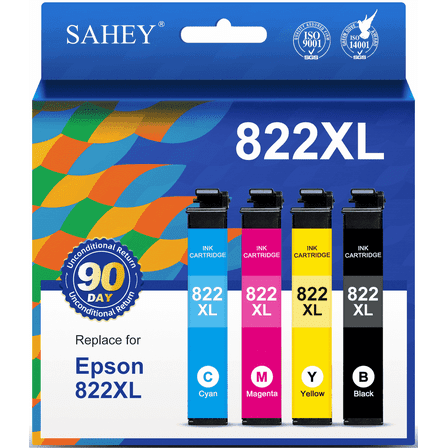 822 Ink Compatible for Epson 822XL Ink Cartridges Replacement for Workforce Pro WF-3820 WF-4820 WF-4830 WF-3823 WF-4833 WF-4834 Printer (Black Cyan Magenta Yellow, 4-Pack)