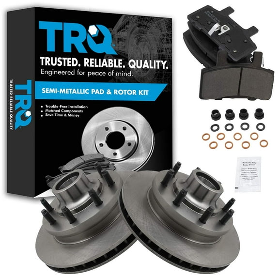 TRQ Front Brake Pad & Rotor Kit Brake Pads Brake Rotor Semi-Metallic Fits Select 1994-1999 Dodge Ram 2500