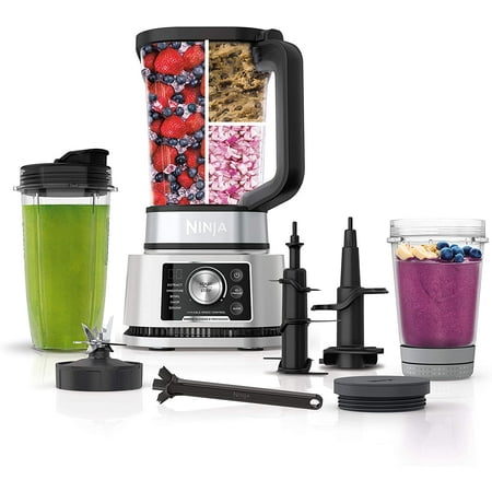 Ninja Foodi SS351 Power Blender & Processor System with Smoothie Bowl Maker and Nutrient Extractor*. 4in1 Blender + Food Processor, 1400WP smartTORQUE 6 Auto-iQ Presets