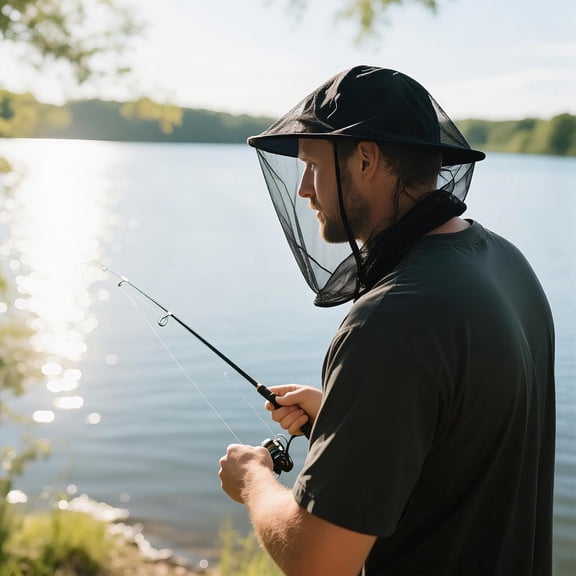Mosquito Head Net for Adults – Lightweight Bug Netting Hood for Hiking, Fishing & Outdoors, Insect-Proof Face Cover Against Gnats, Midges & Flies (1PC Mosquito Head Net 1PC Storage Bag, Black)