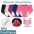 thumbnail image 5 of VOOPET 5 Pack Women's Hipster Period Panties Postpartum Teens Menstrual Underwear Leak Proof Mid Waist Briefs Plus Size, 5 of 8