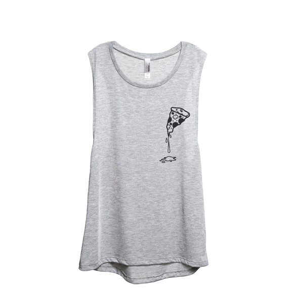 Gooey Pizza Slice Women's Fashion Sleeveless Muscle Tank Top Tee Sport Grey Medium