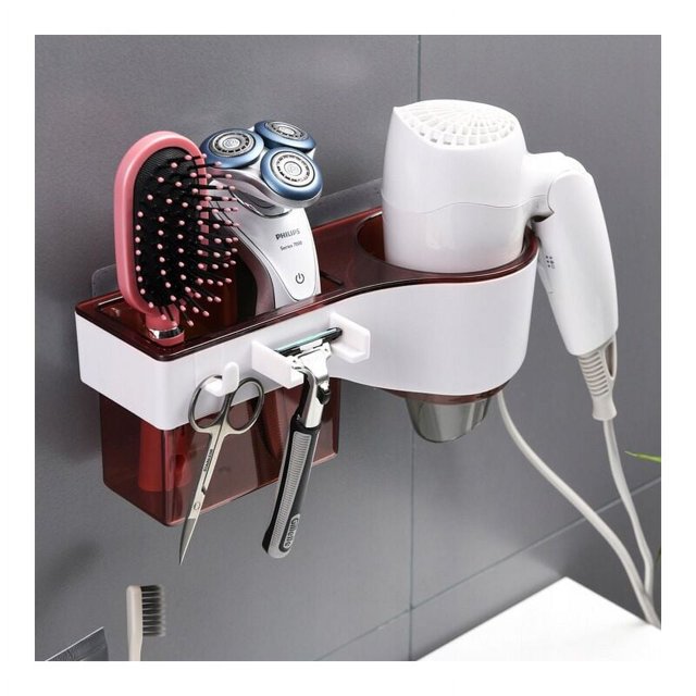 Jinsinto Étagères de Salle de Bain, Étagère pour Sèche-Cheveux, Rouge