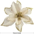 thumbnail image 2 of Nvzi-a 16-Piece Artificial Wedding Christmas Flowers, 5-Inch Glitter Poinsettia Christmas Tree Ornaments Christmas Xmas Party Decorations (Gold), 2 of 4