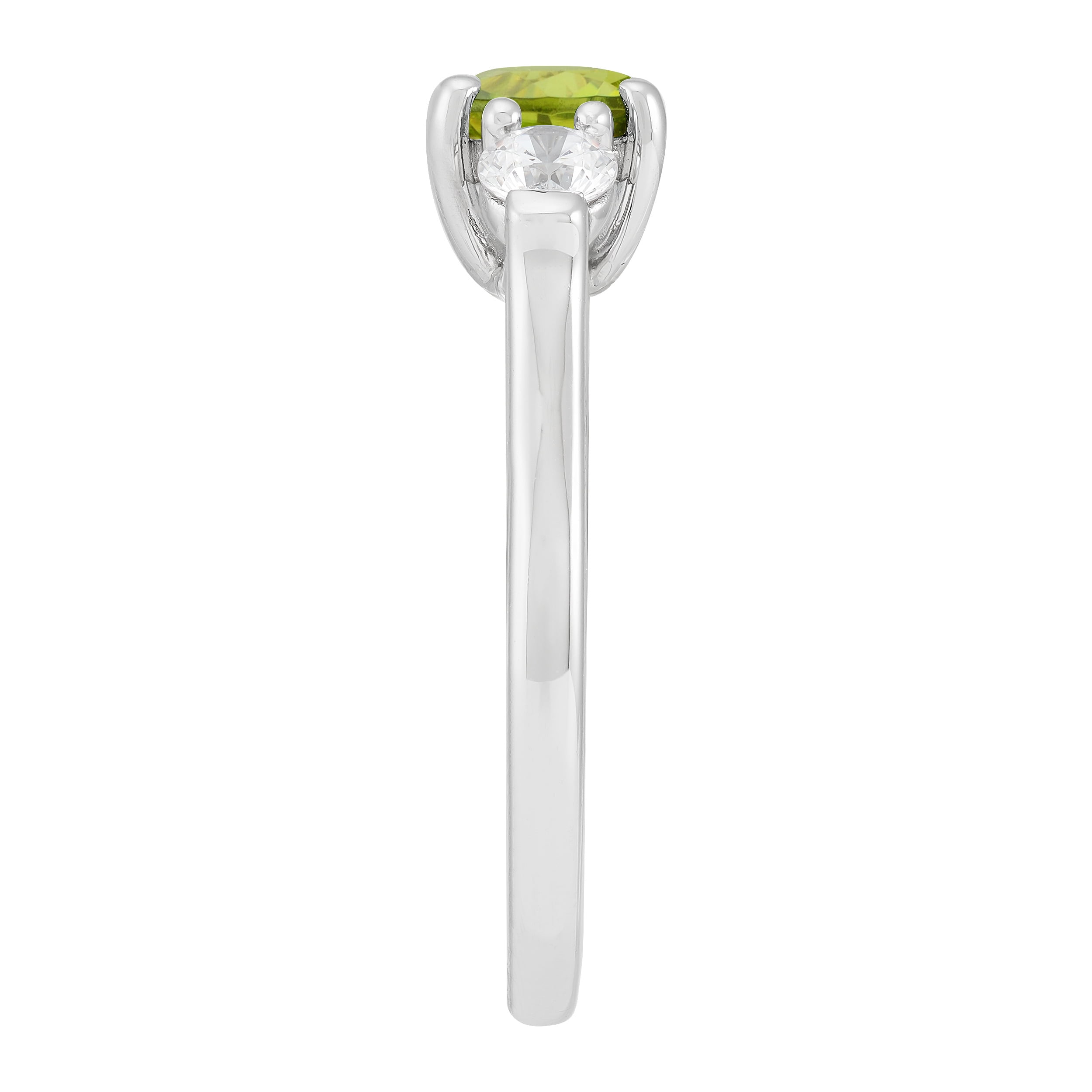 Brilliance Fine Jewelry Oval Peridot and White Cubic Zirconia Ring in Sterling Silver