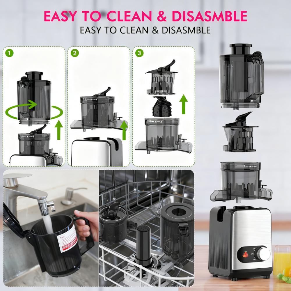 KNDKO Clod Press Juicer, 4.35" Wide Feed Chute Juicer Machine, Slow Masticating Juicer for Whole Vegetables & Fruits