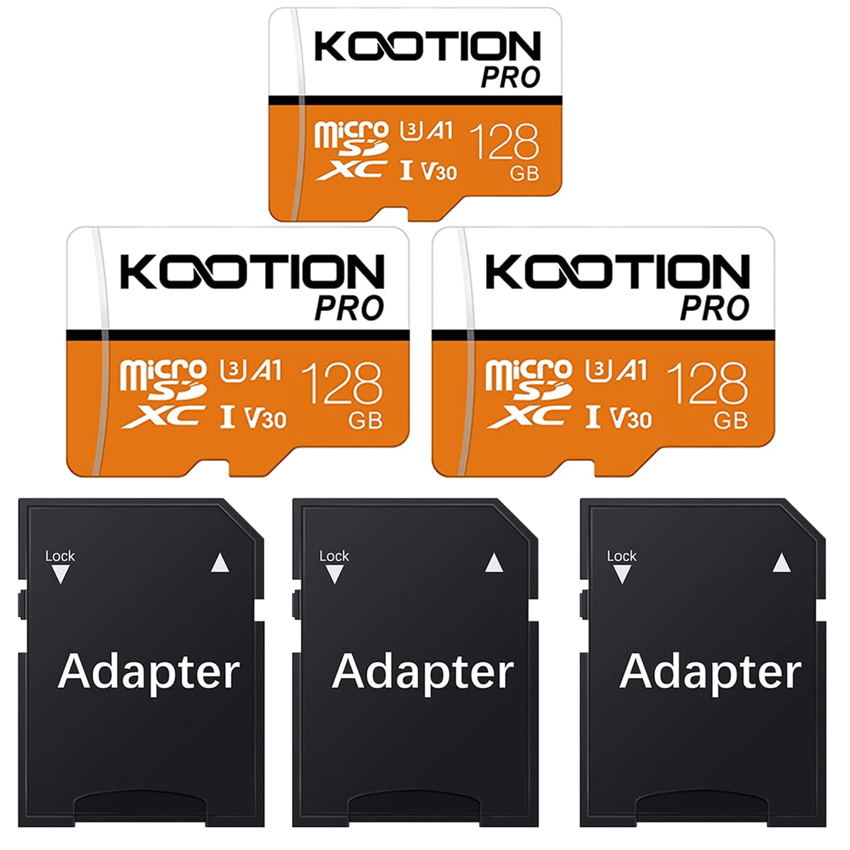 KOOTION 3 Pack 128 GB Micro SD Card U3 TF Card MicroSD Card High Speed