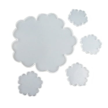 5Pieces Large Flower Shape Resin Coaster Molds DIY Silicone Tray Molds Geode Agate Platter Epoxy Resin Molds Art Crafts