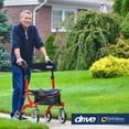 Drive Medical Nitro Duet Rollator Walker & Transport Wheelchair Chair, Red