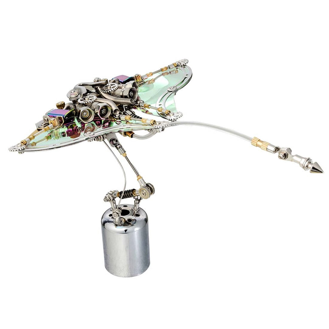 3D Metal Puzzle Submarine Series Model Kit, 422PCS 3D Mechanical Steampunk Devilray Building Kit with LED Eyes & Translucent Wings, Unique Desktop Sculpture & Creative Gift for Adults