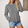 thumbnail image 2 of Godom Solid Sweatshirt Pullover for Women, Long Sleeves Color Tunic Tops Crewneck Hoodless Tunic Top Casual Sweatshirts, 2 of 7