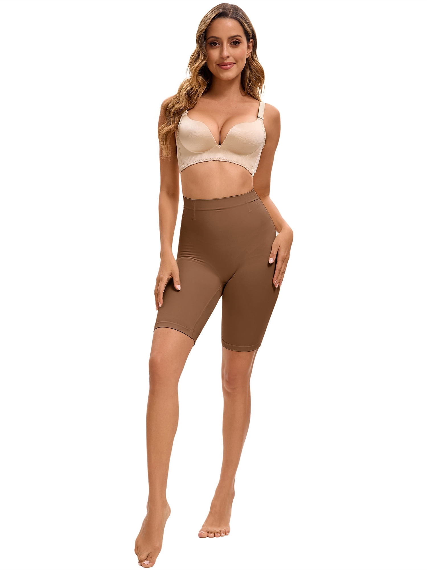 Unique Bargains Women's Control Waist High Elasticity Shapewear Panties XL Brown
