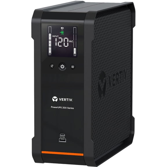 VERTIV Liebert PowerUPS 200 Standard Line Interactive 8-Outlet 850VA/530W Surge Protector and Battery Backup UPS System