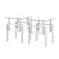 thumbnail image 3 of Tcbosik 2pcs Square Side Table with White Tube, 2-Layer Tempered Glass End Table with Open Shelf for Living Room Bedroom Waiting Room, Transparent, 3 of 11