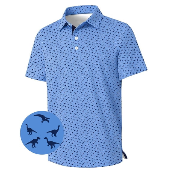 Boys Polo Shirts Collared Full Print Button Front Tops Short Sleeve Comfort Fit Play And Everyday Wear Casual Boys Shirts