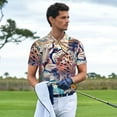 thumbnail image 3 of Yiaed Vibrant Leopard In FlowersPrint Men's Short Sleeve Polo Shirt,Golf Polo for Men Three-Button Golf Shirt Athletic Casual Collared T-Shirt- 3X-Large, 3 of 7