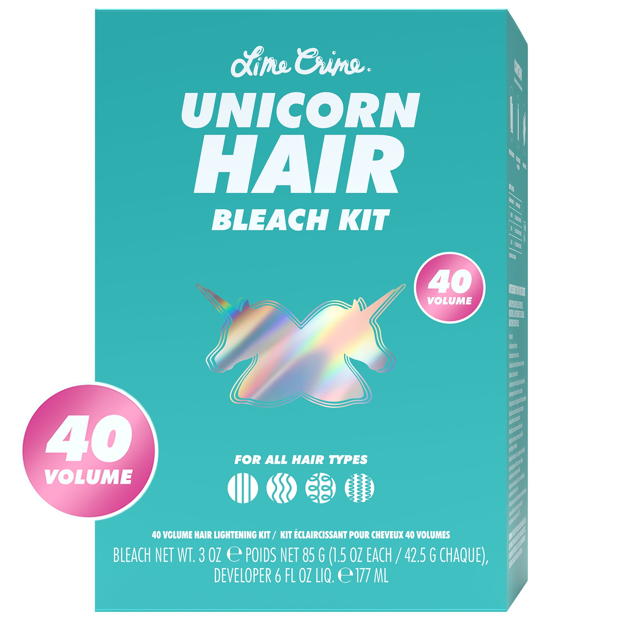 (3 pack) Lime Crime Unicorn Bleach Party, 40 Volume Hair Lightening Kit, 3 Piece Set (Unisex)
