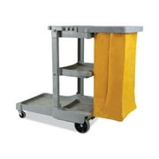 Boardwalk 3485204 22 in. x 44 in. x 38 in. 4 Shelves 1 Bin Plastic Janitor's Cart - Gray