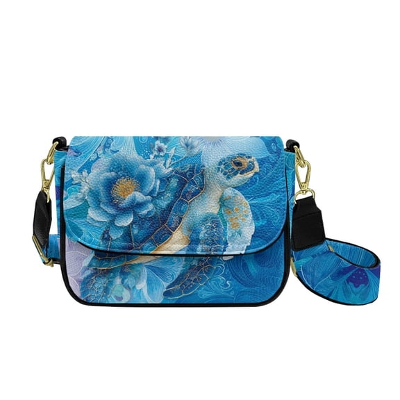 ZUXONGSY Sea Turtle Hibiscus Print Shoulder Handbag for Women Lightweight Crossbody Travel Purse Casual Satchel with Adjustable Wide Strap for Shopping Working