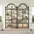 thumbnail image 2 of Condemo Tall Bookshelf, 8-Tier Industrial Arched Etagere Bookcase, Open Display Storage Shelf for Living Room, Home Office, Rustic Brown, 2 of 8