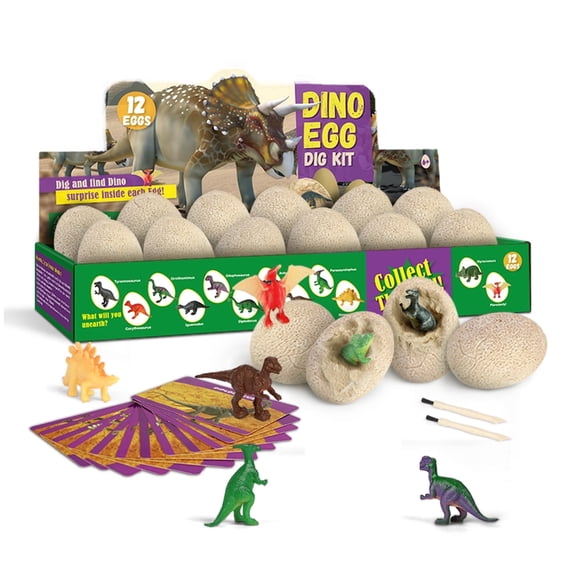Piano Potato Dino Egg Dig Kit, 12 Unique Dinosaur Eggs Excavation Set, Dinosaur Dig for Kids, Birthday Gift for Ages 6-12