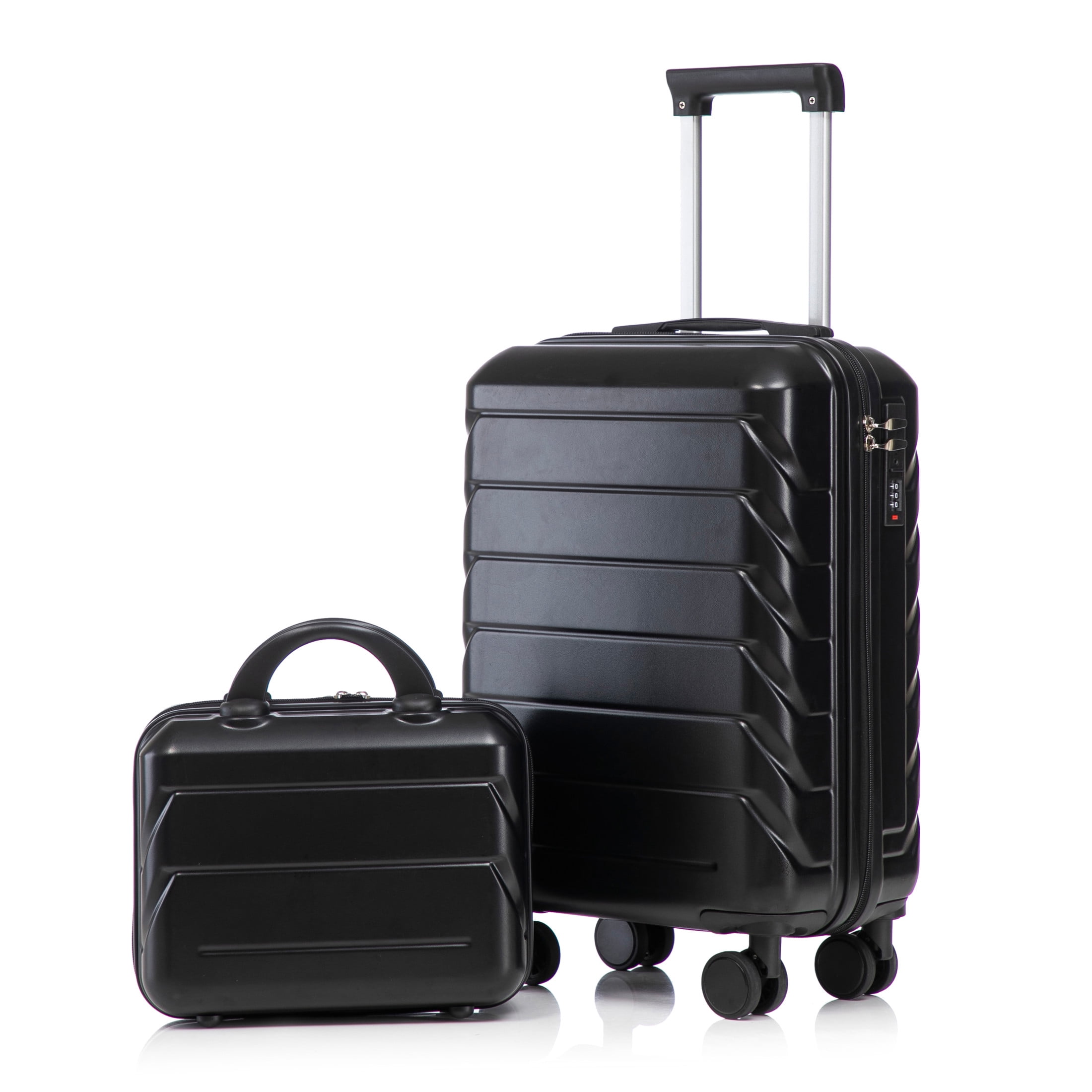 Noble House Lorven 2-Piece ABS Spinner Luggage Set, 20" Carry-On Suitcase and Cosmetic Case, Combination Lock, Black