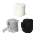 thumbnail image 2 of Fringe Chiffon Silk-Like Ribbons for Wedding Bouquets Decor Black+Grey, 2 of 8