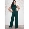 thumbnail image 3 of KOH KOH Long Pants Jumpsuit Formal One Piece Cocktail Evening Fall Dressy Pantsuit Romper Workwear Casual Outfit Tall Sleeveless Playsuit For Women Emerald Green XXX-Large US 22-24 NT202, 3 of 6