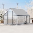 thumbnail image 2 of Senfot 8 x 14ft Walk-in Greenhouse Heavy-Duty Aluminum Frame Polycarbonate Panels Quick Setup Roof Vent Large Outdoor Greenhouse Kit for Garden Backyard Black, 2 of 9