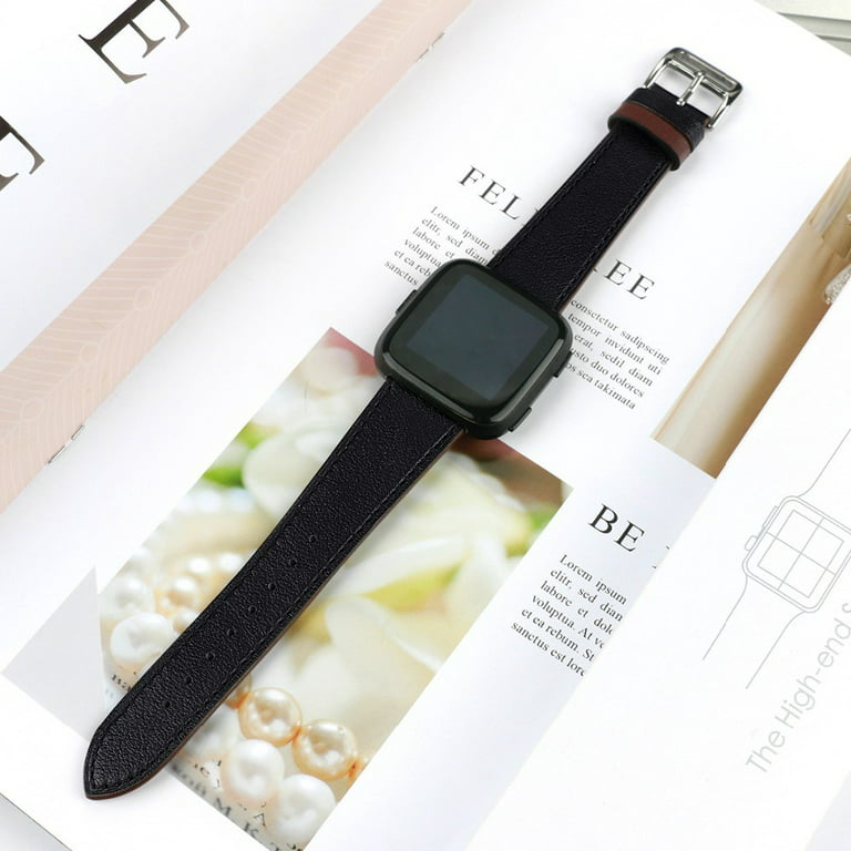 Leather Wrist band For Fitbit Versa /versa 2/versa lite strap Versa correa  Replacement Bracelet belt smartwatch Watch accessories Wristbands - black 