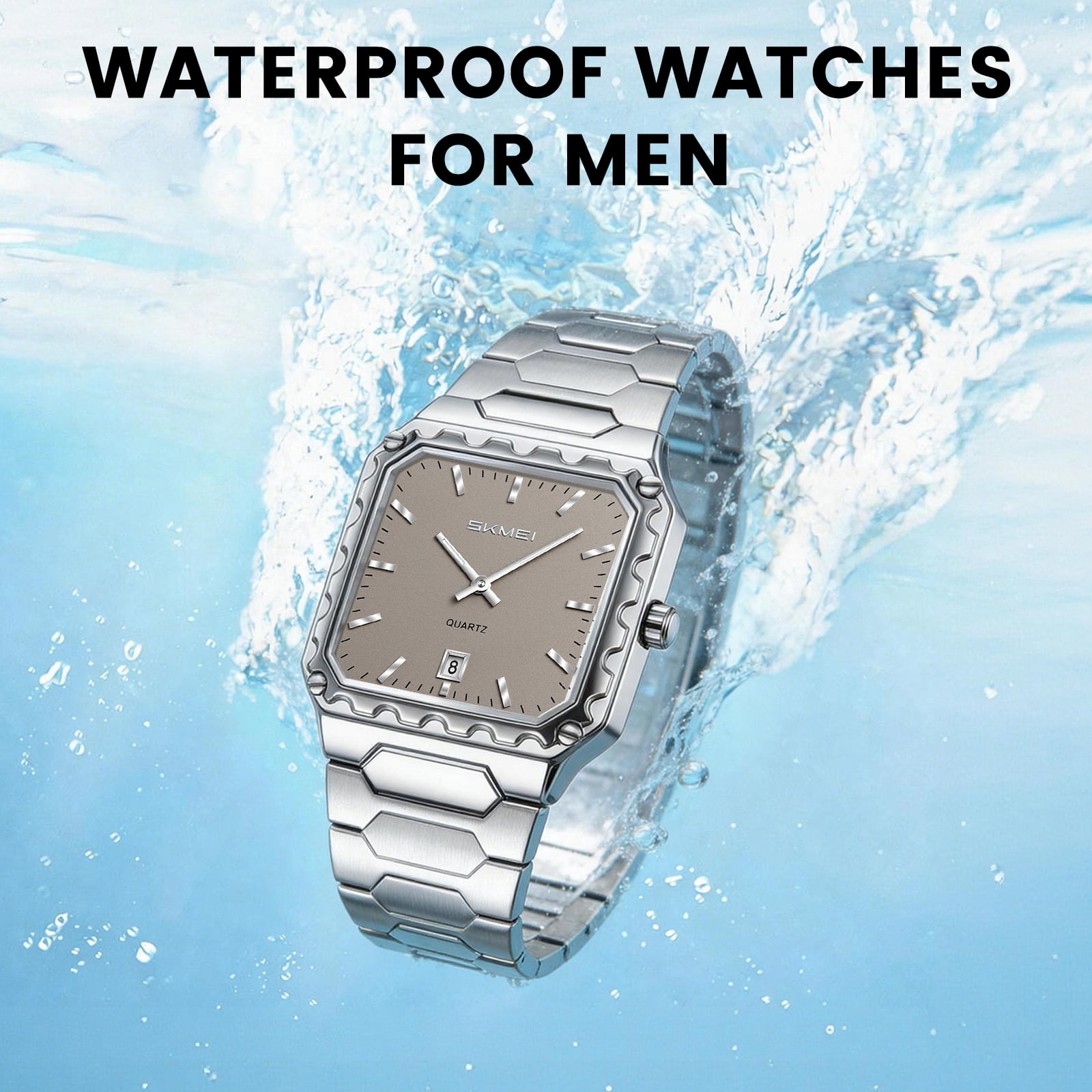 SKMEI Watches for Men Fashion Business Mens Watch Analog Quartz Big Face Luxury Classic Stainless Steel Waterproof Luminous Wristwatch