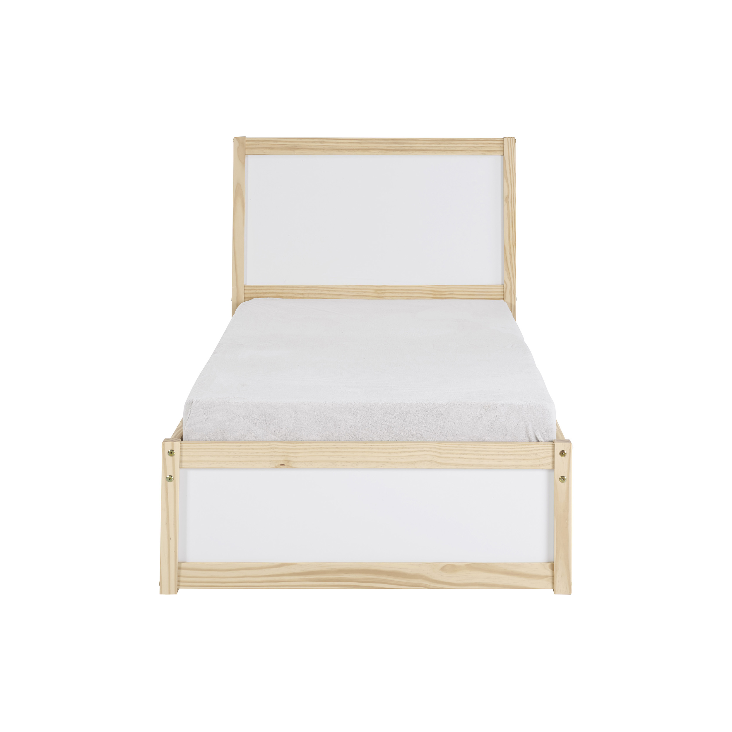 Alaterre MOD Pine Slat Bed, Twin, White/Brown