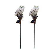 Aousin 2pcs LED Solar Light Owl Outdoor Lawn Stakes Lamp Home Garden Decoration