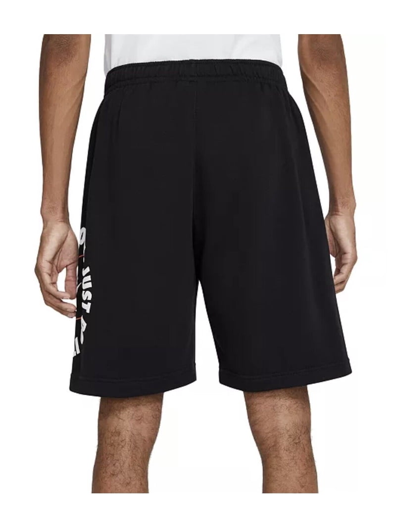 Nike Men's Big & Tall Logo Swoosh JDI Fleece Shorts Black Orange